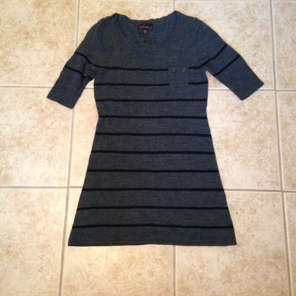Medium gray and black stripped sweater dress/top!