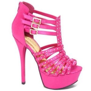 Hot Pink Strappy Platform Sandal