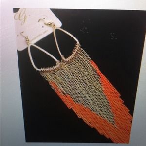 Neon orange chain earrings