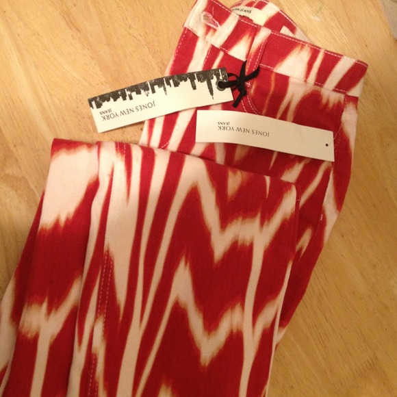 Red tye die jeans