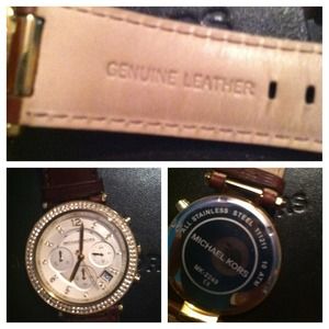 MK brown leather watch