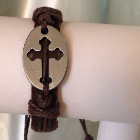 Be Seen Sales Jewelry - REDUCED*** Unisex Leather Metal Cut-Out Cross