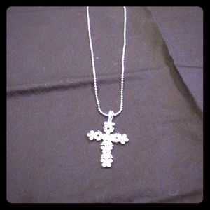 Cubic zirconia style cross necklace