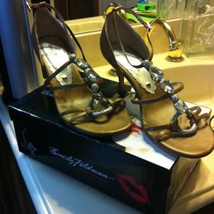 Jeweled kitten heel sandals