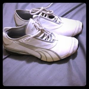 White and silver Puma sneakers