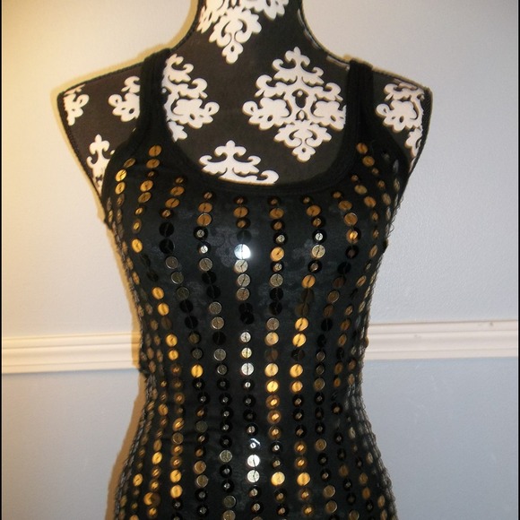 Black & Gold sequined tank - Picture 2 of 4
