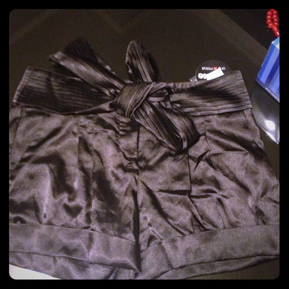 Black silk shorts