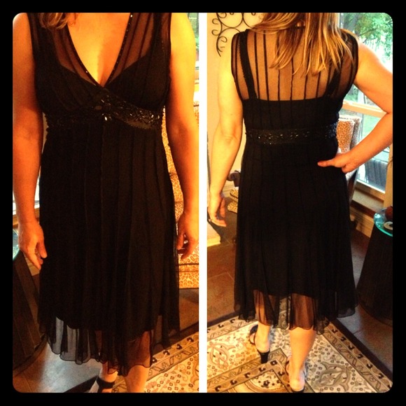 Sexy beaded black dress
