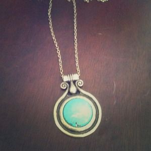 Torquiose n gold long necklace
