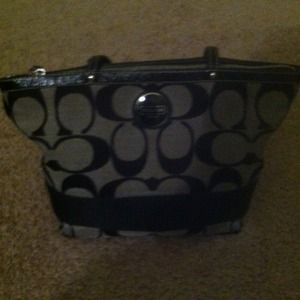Coach black stripe tote bag, just REDUCED!