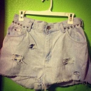 High waisted studded shorts
