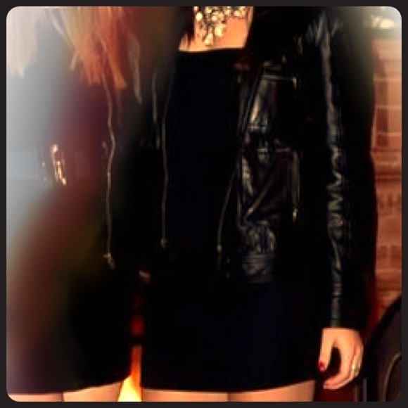 Black strapless mini dress!