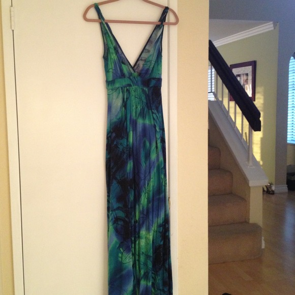 Blue & Green floral maxi dress