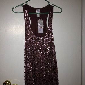 Plum sequined tank top