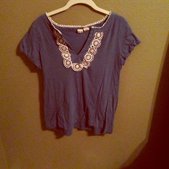 Navy blue & Lace Blouse