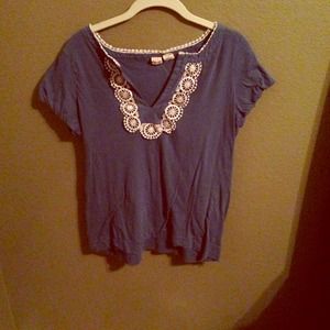 Navy blue & Lace Blouse