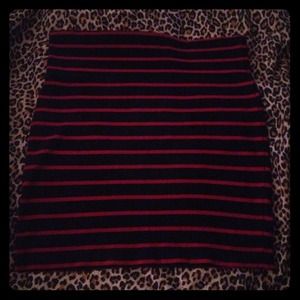 Navy and Red Striped Bodycon Skirt.