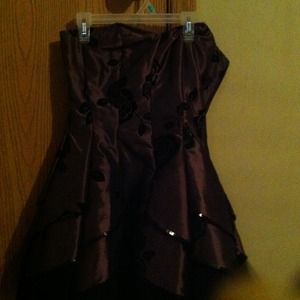 Brown strapless flower dress
