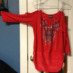 Red shirt not full length sleeves