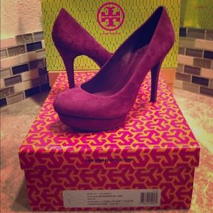 Authentic Tory Burch Camille suede platforms