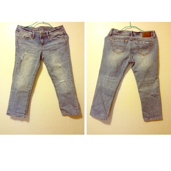 Who.A.U light denim capris