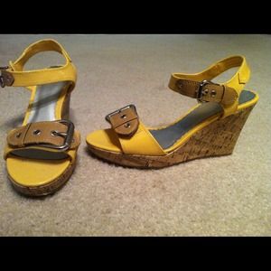 REDUCED!!!---Yellow Wedge Sandals
