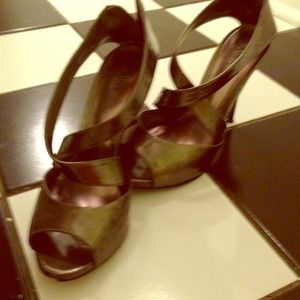 Peep toe gray heels!