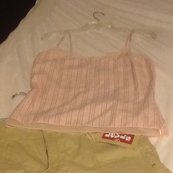 Express light pink pin strip summer dressy tank