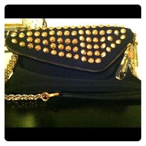 Black and Gold studded handbag/clutch.