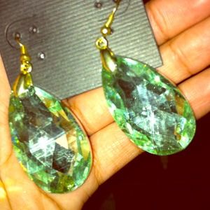 Big sea green earrings.