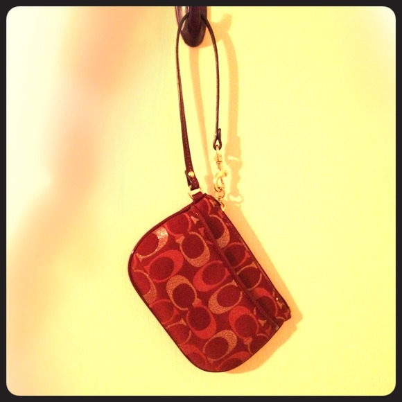 Gold and red authentic Coach wristlet!!!