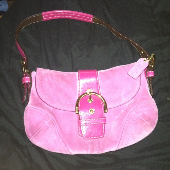 coach pink suede handbag