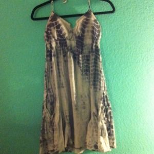 Blue tie dye halter dress
