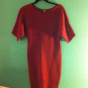 Orange Red Sweater Dress