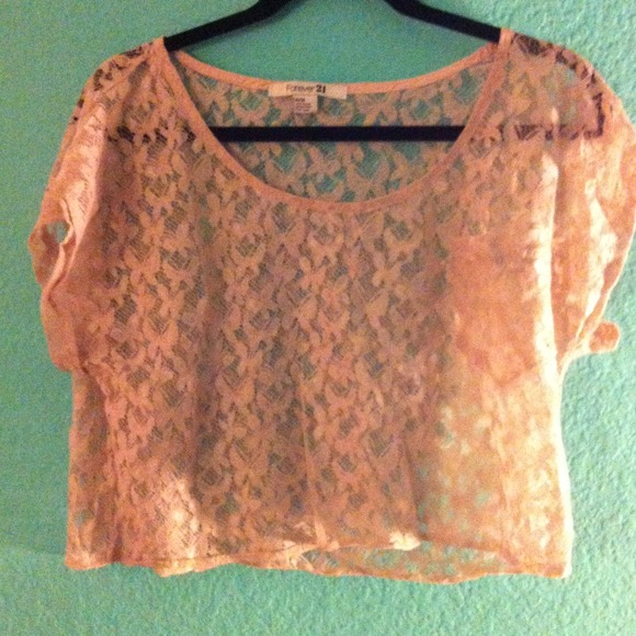 Forever 21 pink lace crop shirt
