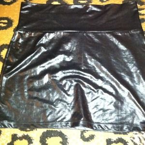 Leather black skirt