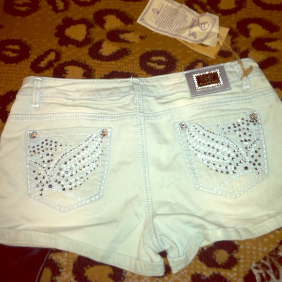 Light blue rhinestone shorts