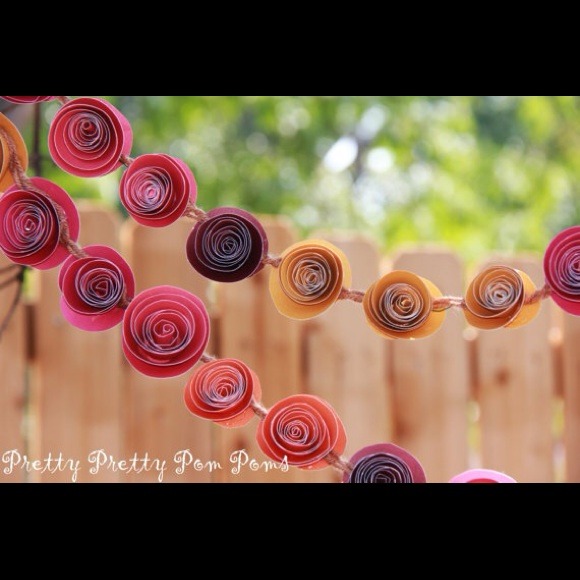 Fall colored decorative paper rose garland