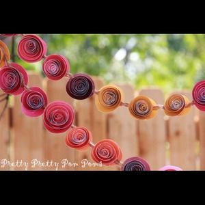 Fall colored decorative paper rose garland