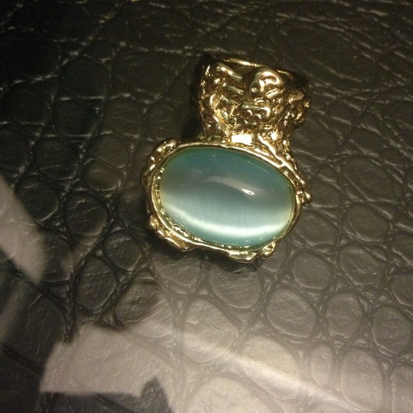 Sold in bundle Statement Ring with Faux Aqua Stone