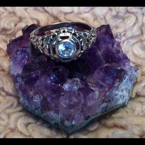 Aquamarine bezel set ring