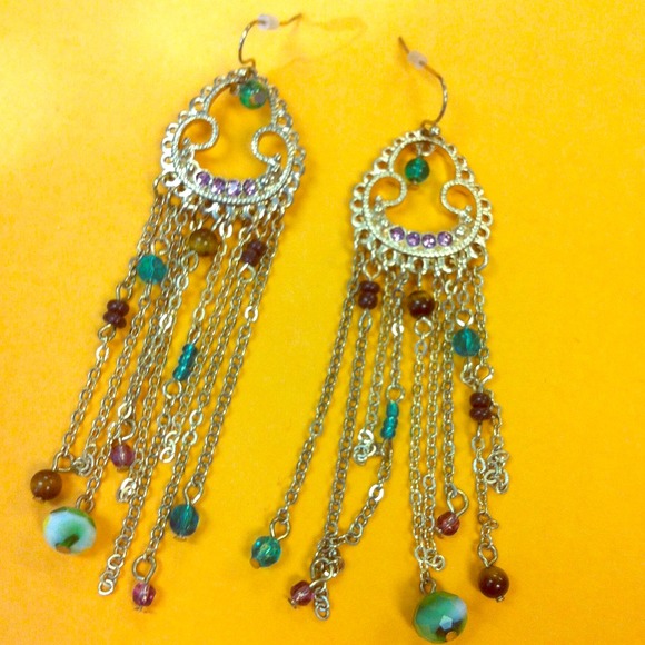 Gold multi color earrings