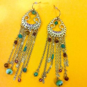 Gold multi color earrings
