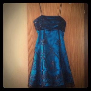 Beautiful Teal Blue and Black Lace Dress!!!