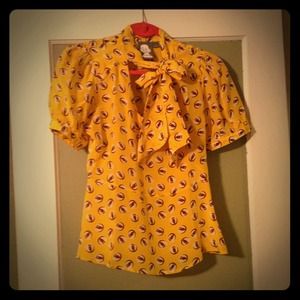 Owl print silk blouse from Anthropologie