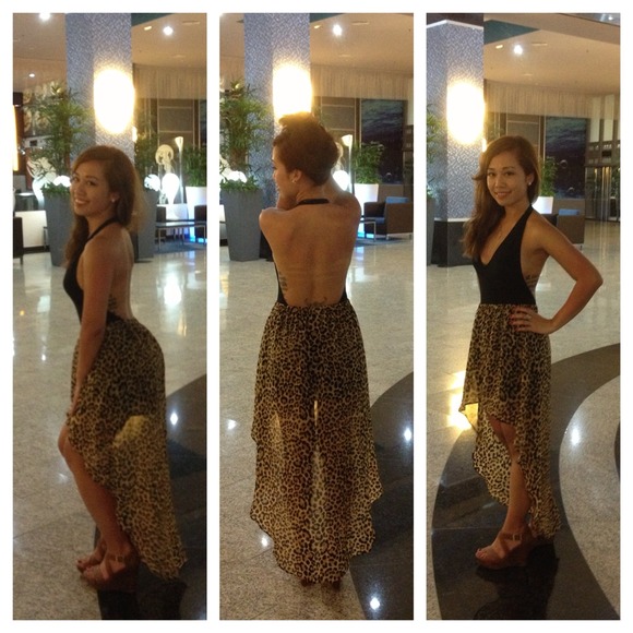 Leopard uneven hem skirt