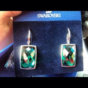 Swarovski Nirvana Emerald pierced ears