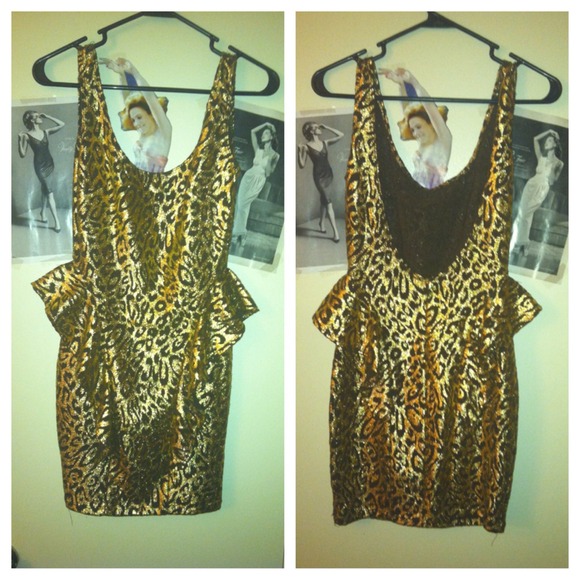 gold leopard peplum dress