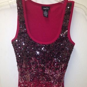 Red silver sparkle tank top