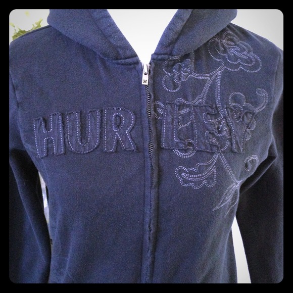 Hurley Black Zippered Hoodie Sweatshirt